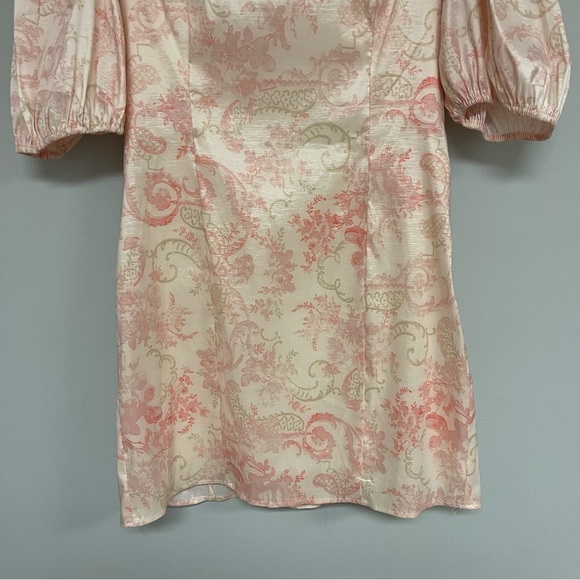 Laura Ashley x  Urban Outfitters‎ Puff Sleeve Dress Size Large Cream Pink Floral - Picture 7 of 14